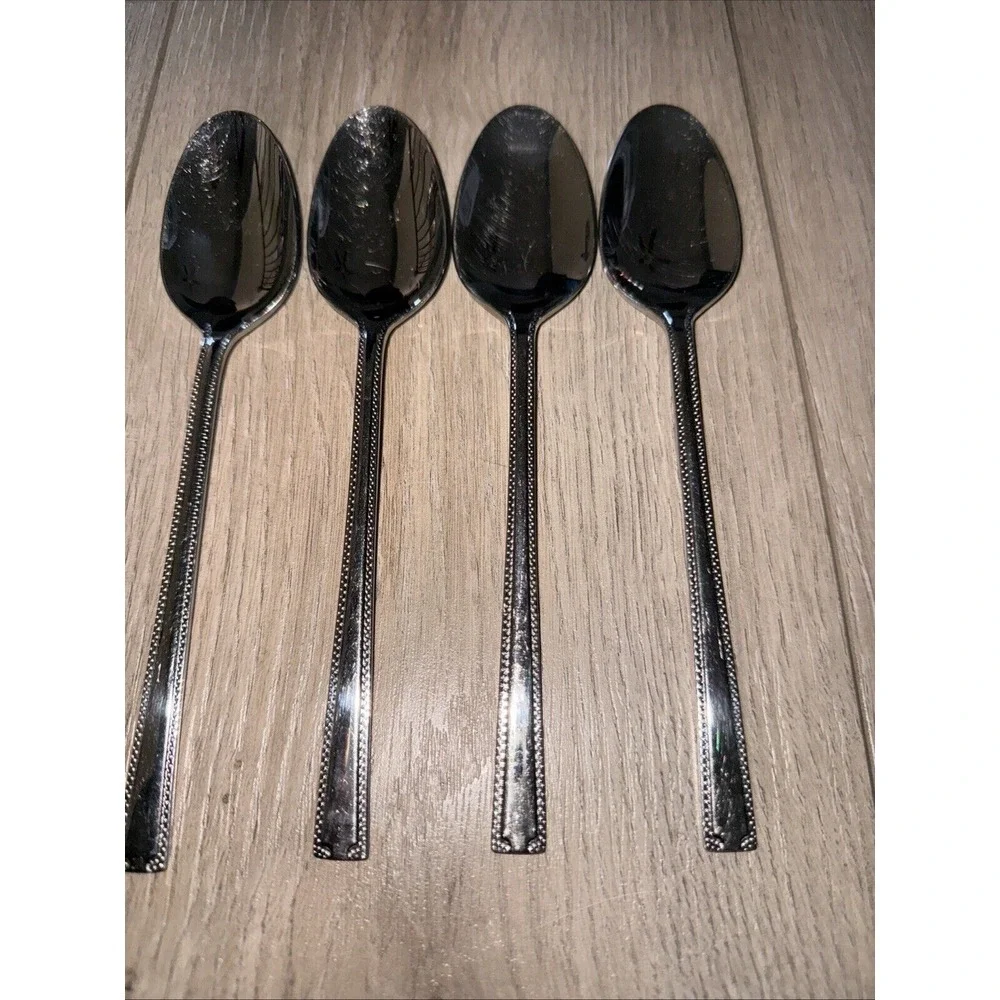4 PCs Oneida SAVORY Stainless‎ 18/10 Oval Place Spoons Silverware Flatware